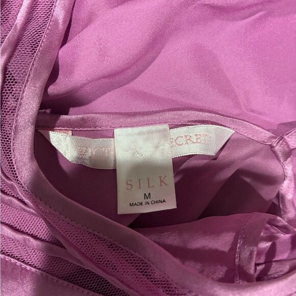 Victoria’s Secret Silk Lingerie Set Purple Slip Dress + Robe (M/OS) - Picture 10 of 11